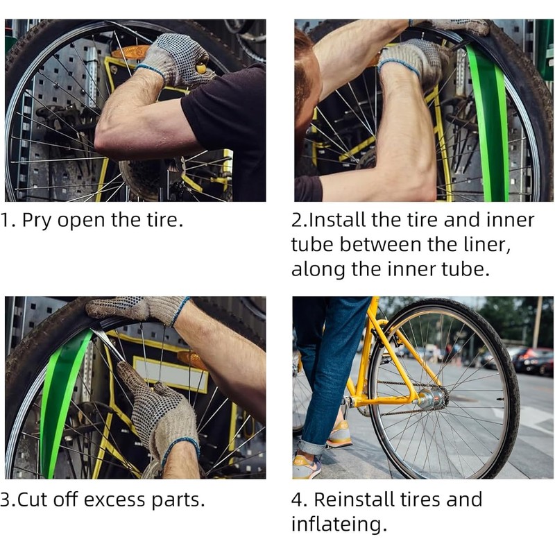 Bike Tyre Liner Anti-Puncture Protection, 110 x 2300mm, 2-Pack, Green,