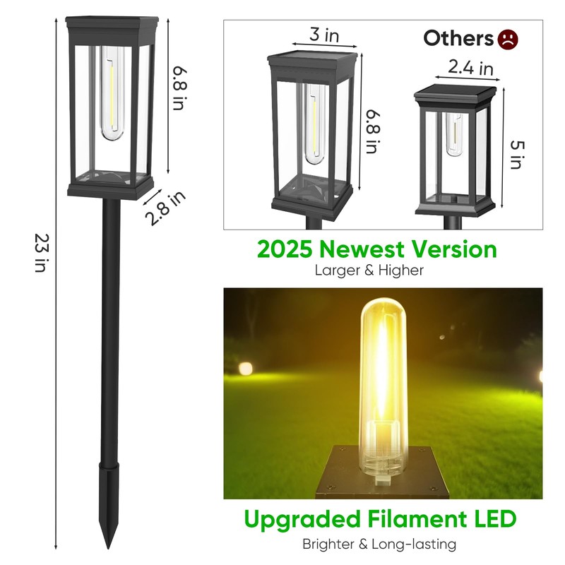 8 Pack Solar Pathway Lights Outdoor,IP65 Waterproof - Bright Solar