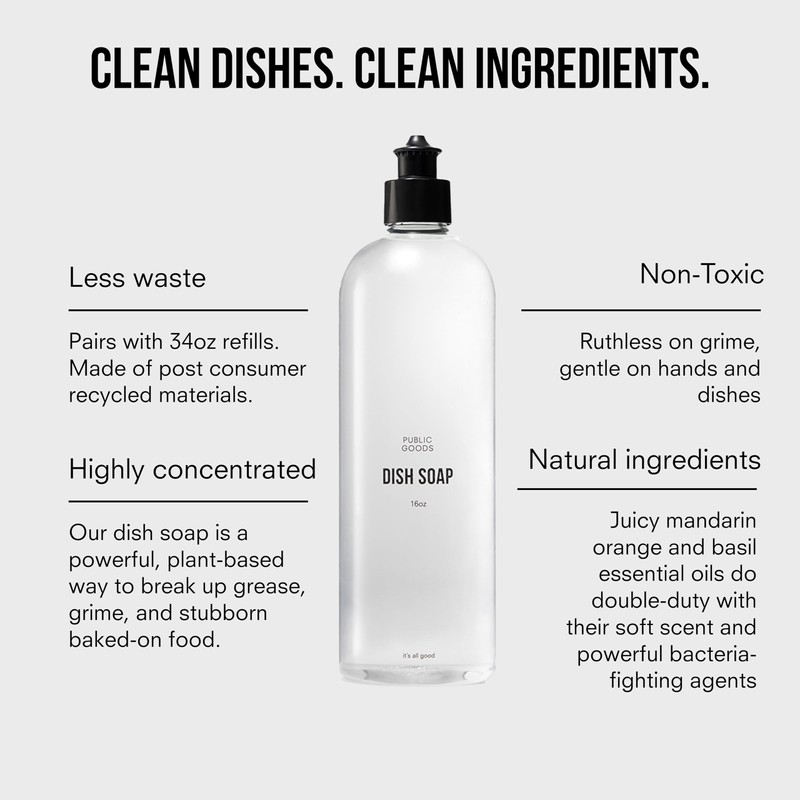 Public Goods Natural Dish Soap | Non-Toxic Kitchen Soap |