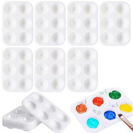 Yuannee Paint Tray Palettes,20 PCS Paint Palette Tray Plastic 6 Well Plastic Paint Palettes Wet Palette Colour Corrector Palette Makeup Palette for Kids Adult Student Artist DIY Craft Art Class