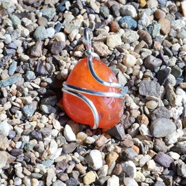 Shelf & Stone - Carnelian Wire Wrapped Crystal Pendant Necklace for New Beginnings, Healing. Natural Red Carnelian Necklace for Women.