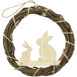 khevga Door Wreath Front Door Decoration Easter Window Decoration Rabbit Couple 25 x 4 cm