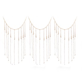 3pcs Hanging Photo Display with Wood Clips Beads DIY 110cm Length Tassels Hanging Picture Frame Display