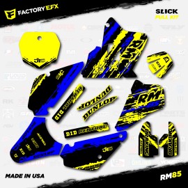 Factory EFX Black Blue Yellow Slick Racing Graphics Kit fit Suzuki RM85 01-21 RM 85 Decal - Graphics and Plates