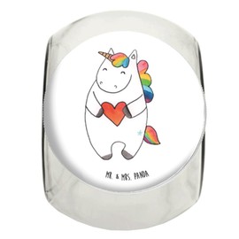 Mr. & Mrs. Panda Candy Jar Unicorn Heart XL 2000 ml, Premium Glass, 2000 ml