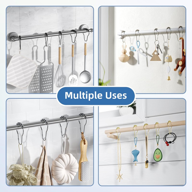 Titanker Shower Curtain Hooks Rings, Rust-Resistant Metal Shower Curtain Hooks