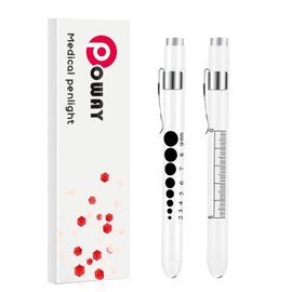 Pen Lights for Nurses Pen Light with Pupil Gauge and Ruler Reusable Penlight Medical Pen Light for Doctors Nursing Students EMT EMS White Light LED Penlights for Nurses with 4 Batteries 2pcs White