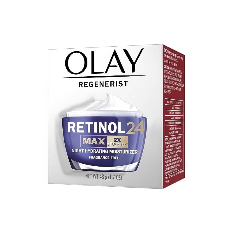 Olay Regenerist Retinol 24 Max Night Hydrating Moisturizer, Fragrance Free,