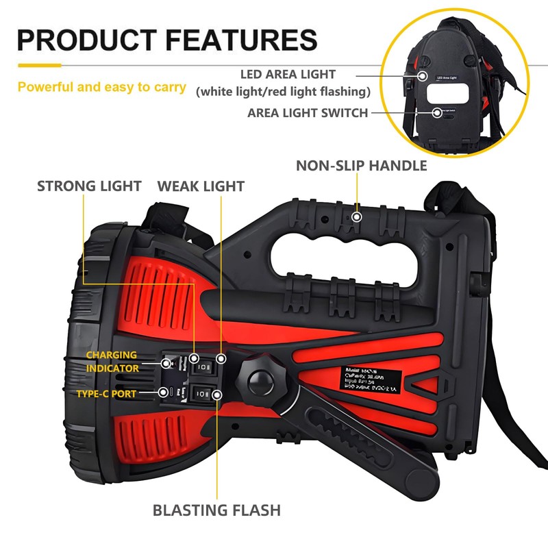 Rechargeable Spotlights Handheld, 10000LM Cool Giant Remote Spotlight for Hunting,