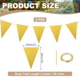 PATIKIL Pennant Banner Flags, 2 Set 16.4 Feet Triangle Banners for Birthday String Triangle Hanging Classroom Carnival Garland Outdoor Party Bunting Decorations, Dark Gold