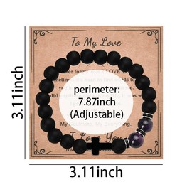 Purple Tiger Eye Protection Bracelet for Women Men Religious Cross Bracelets for Christian Birthday Gifts for Wife Husband Valentines Day Gifts for Him Her Faith Based Gifts for Couples Bracelets