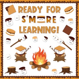Camping Bulletin Board Decorations Set, Marshmallow S'More Theme Back to School Bulletin Board Decorations Campfire Name Tags Classroom Decorations Paper Cutouts for School Classroom Home Wall Decor