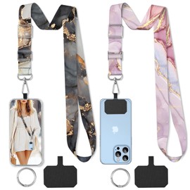 TIHGJHY 2 Pack Phone Lanyard Cell Phone Lanyard Crossbody Adjustable Phone Strap for Use Around the Neck,Marble Stripe