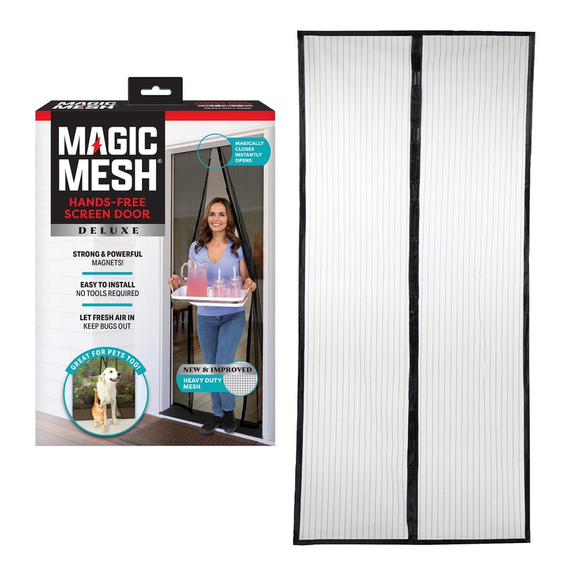 Magic Mesh Deluxe, Black | Magnetic Screen Door, Heavy Duty,