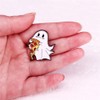 Ghost Holding Pizza Enamel Pin Cartoon Ghost Apparition Brooch Pin