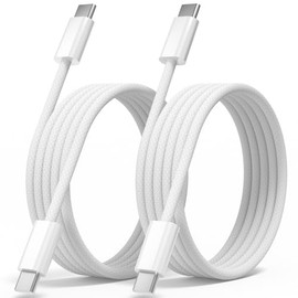 Quickeep Cable USB C a USB C de 3 pies, paquete de 2 cables de carga de nailon trenzado de 60 W para iPhone 17 16 15, cargador tipo C de carga rápida,