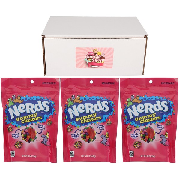 Nerds Gummy Clusters Candy - Bolsa reutilizable (3 unidades, 8 onzas)