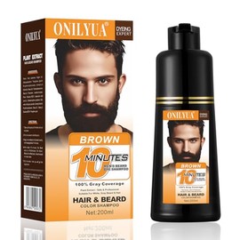 Champ Tinte Para Barba Y Cabello Para Hombre - Castao Oscuro  Color Instantneo En 10 Minutos Para Barba, Bigote Y Cabello  Cobertura Duradera De...   
