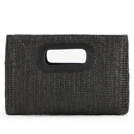 SUKUTU Handbags for Women Straw Shoulder Bag with Top Handle Raffia Shoulder Bag for Summer, Black