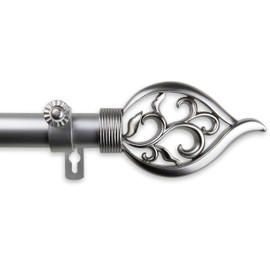 Rod Desyne 1" Flora Curtain Rod, 48-84 inch, Satin Nickel