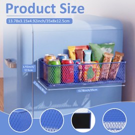 2 Pack Blue Magnetic Fridge Basket, 13.8 x 3.1 x 4.9 Inch