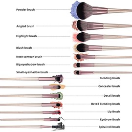 DUcare Juego de 14 brochas de maquillaje sintéticas de alta calidad Kabuki en polvo, base, contorno, corrector, sombra de ojos, color oro rosa, con bolsa