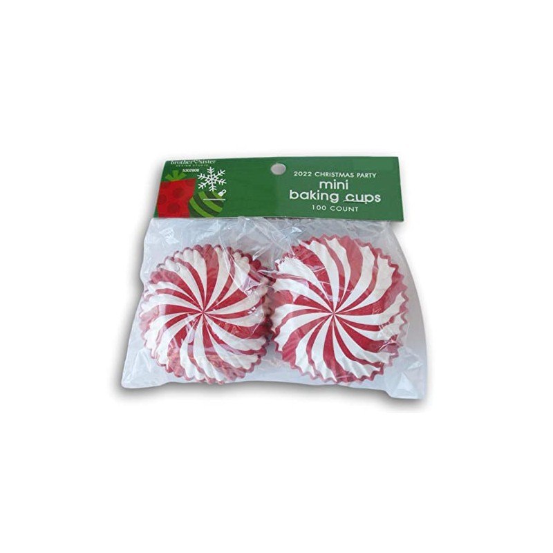 Peppermint Swirl Tiny Baking Cups - Christmas Paper Liners for