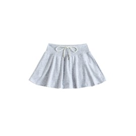 SOFIA'S CHOICE Women's Flared Mini Skirt Drawstring High Waisted Skirts with Shorts Grey Small