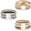 Wovanoo Leather Wrap Bracelet Set 3Pack Leather Cuff Bracelet for
