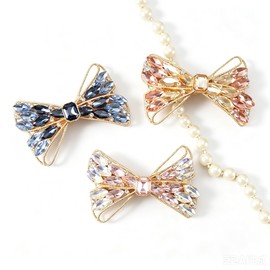 Bow Rhinestone Crystal Barrette, Non Slip Metal Hair Clip, Vintage Bling Hair Accessories for Women, Wedding Bridesmaid Party and Daily Wear, 3 Pack
