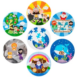 Haooryx Bible Story Jigsaw Puzzles - 12 Pcs Noah's Ark & Jonah and The Whale Cute Religious Cartoon Bible Story Challenging Jigsaw Puzzle for Kids Learning Educational Toys Family Activity Game Nights