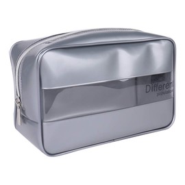 ZOONAI Clear PVC Cosmetic Travel Toiletry Bag Cosmetic Makeup Pouch Travel Organizer Storage Bag (Silver)
