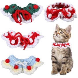 GLOBLELAND 3 Pcs Cute Knitted Cat Collars Cute Dog Bib Cat Saliva Towel Hand Woven Pet Necklace Accessories Warm Breakaway Pet Comfortable for Kitty and Some Puppies