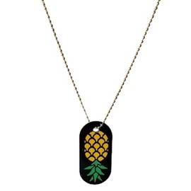 Swinger Symbol Upside Down Pineapple Dog Tag Necklace With Chain Keychain Tag