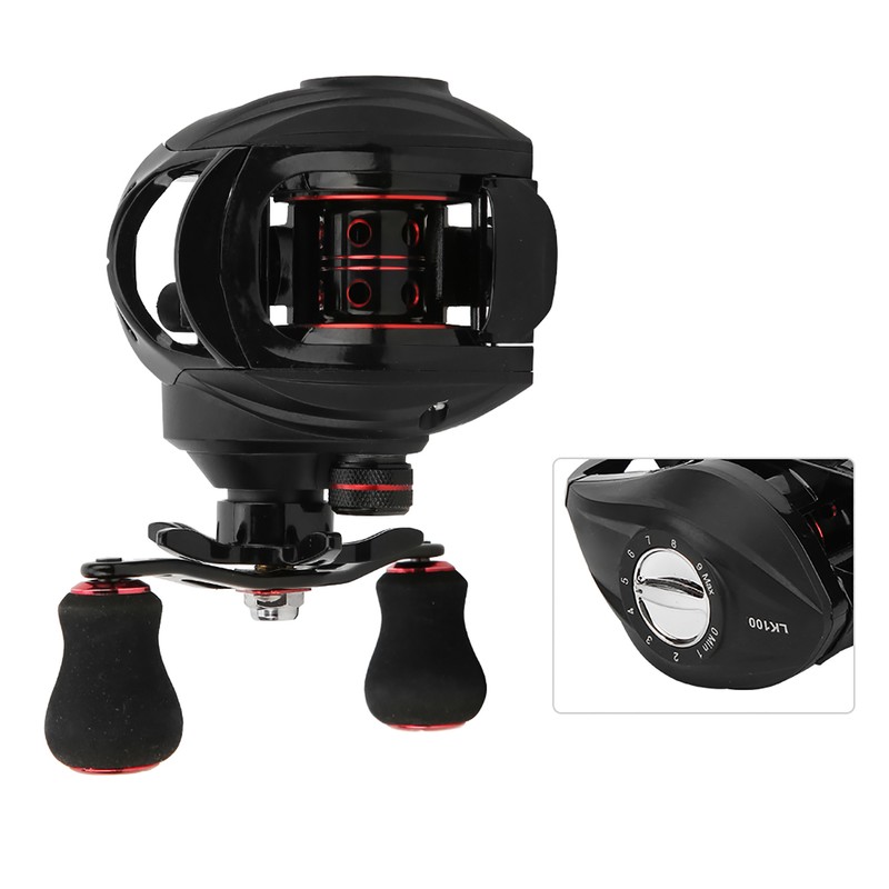 Black Red Metal Spool Magnetic Brake Fishing Casting Reel Fish