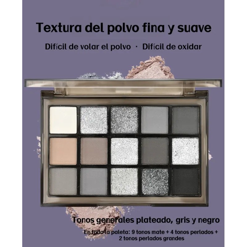 Paleta De Sombras 15 Colores Mate Ahumado Festivo
