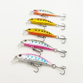 Orurdo qb100253a01n0 Sinking Minnow for Trout, Tube Fishing, Stream, 0.2 oz (5 g), 5.5 cm Set of 5 Colors