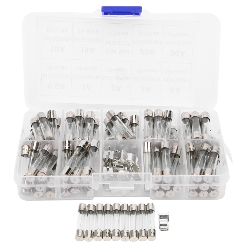 2Boxes Glass Tube Fuse Kit M6x30mm 0.5A‑30A Fast Acting Quick