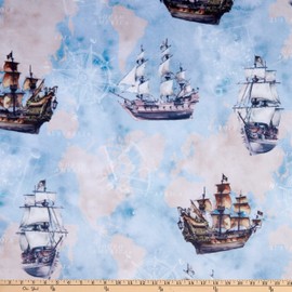 Shannon Minky Digital Cuddle Ahoy Blue, Fabric by The Yard