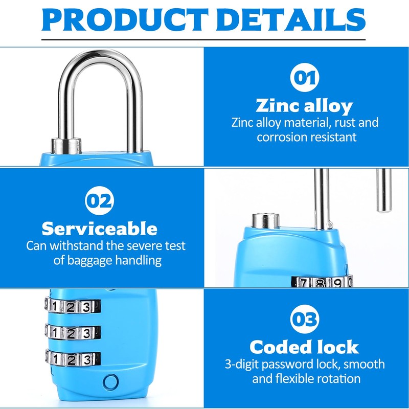 Tenbrachian 8 Pcs Combination Padlocks, Small Padlock for Suitcase Padlocks,