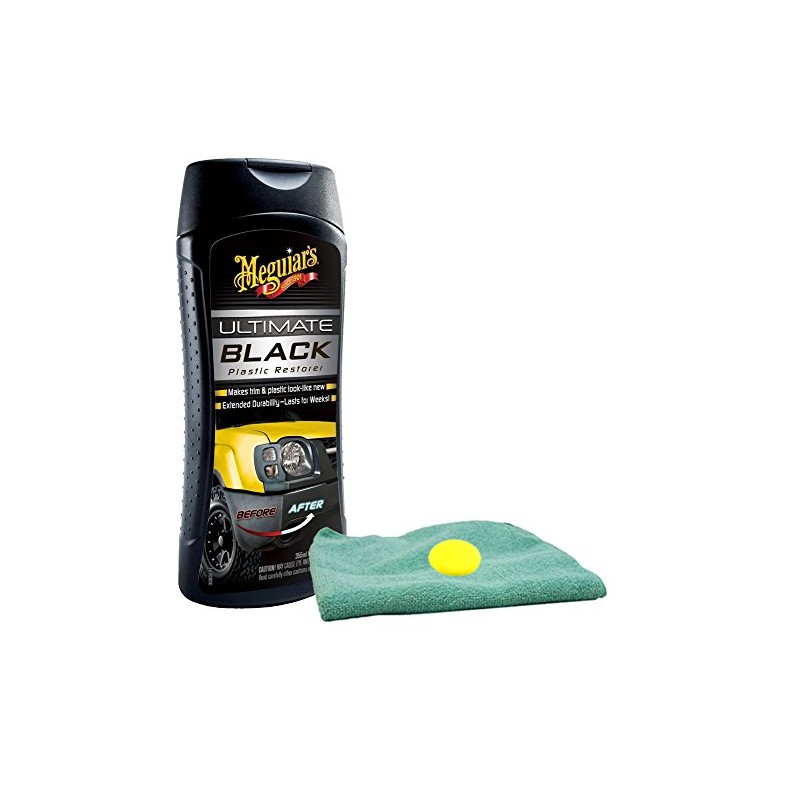 Meguiar's Ultimate Black Plastic Restorer (12 oz) Bundle with Microfiber