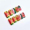 Watermelon Press On Nails Square Medium Fake Nails Green French