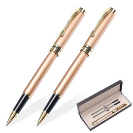 YIVONKA Luxury Ballpoint Pens Best Ball Pen Gift Set for Men & Women Professional Executive Office Nice BallPens Classy Gift Box Ballpoint Black Refill Line width 0.5mm (2 rosegold)