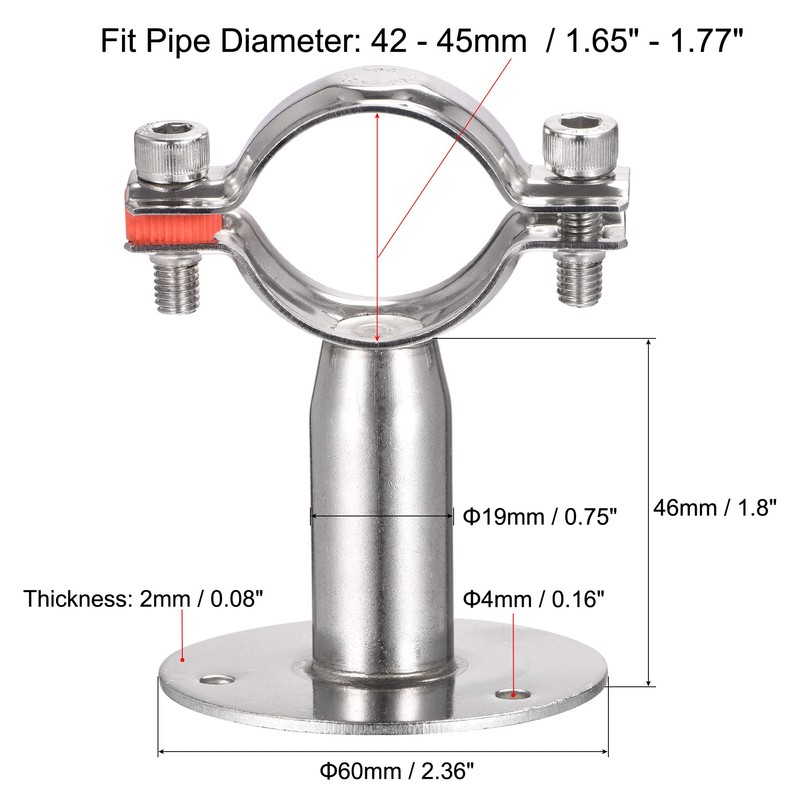 sourcing map Wall Mount Ceiling Mount Pipe Support, 304 Stainless