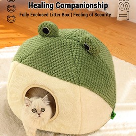 Cat Bed Ultra-Soft Plush Material 2-in-1 Use Cat Beds for Indoor Cats  Cat House  Cat Cave  Cat Bed Pad  Relieve Muscle and Joint Pressure  Private and Comfortable Design  Removable and Washable Cushion  Anti-Slip Design  Pet Comfort