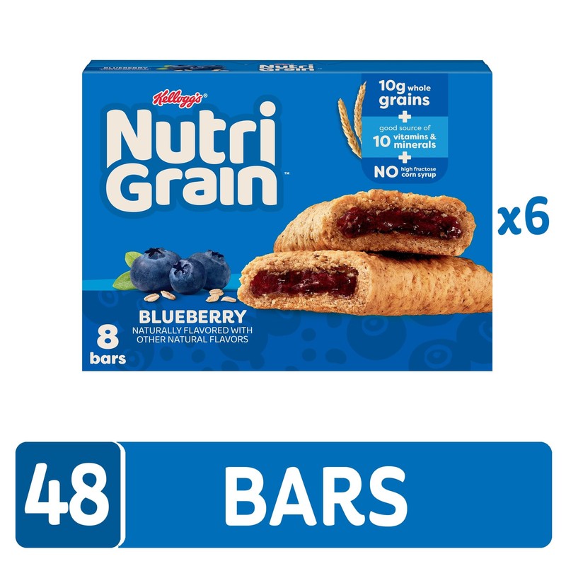 Nutri-Grain Soft Baked Breakfast Bars, Kids Snacks, Whole Grain, Blueberry