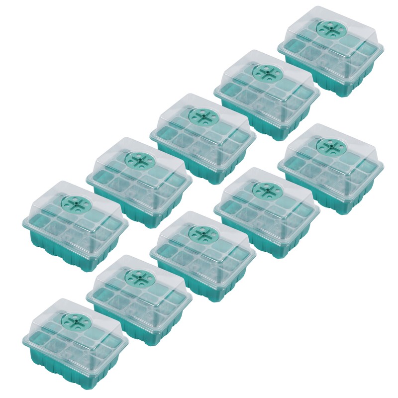 10Pcs Seedling Trays 12 Hole Transparent Adjustable Ventilated Seedling Starter