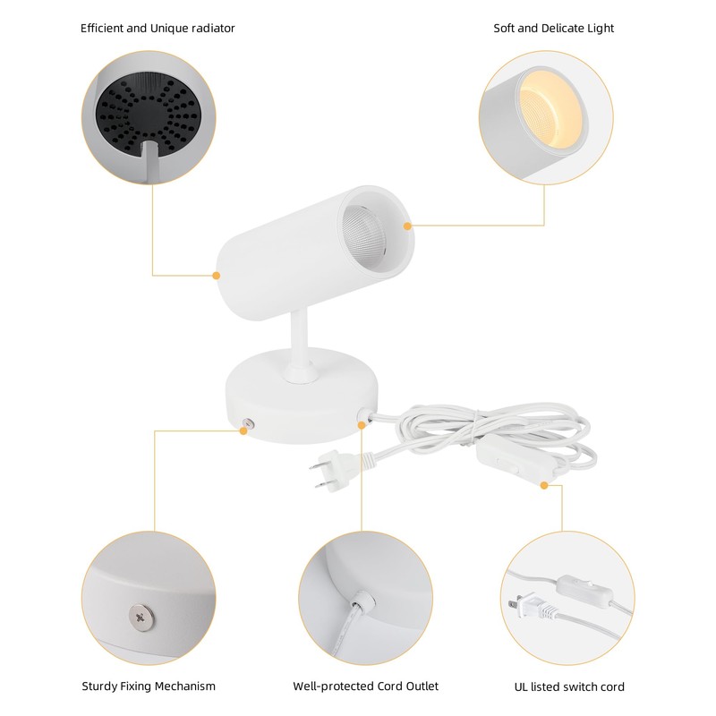 Aisilan Spotlights Indoor, LED Wall Spotlight Plug in with Switch,