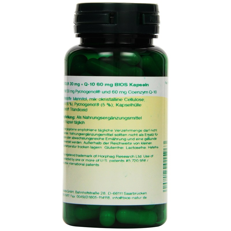 Bios Pycnogenol 30 mg with Q-10 60 mg 100 Capsules
