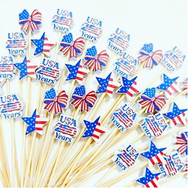 200pcs USA 250th Patriotic Cocktail Picks 4th of July Star Appetizer Picks